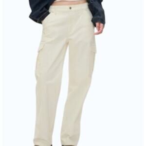 NWT GAP Women's Size 32 / 14 Short 90's Loose Cargo Pant Mid Rise Ivory Corduroy